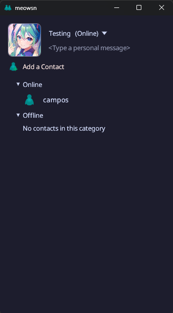 meowsn contact list screen