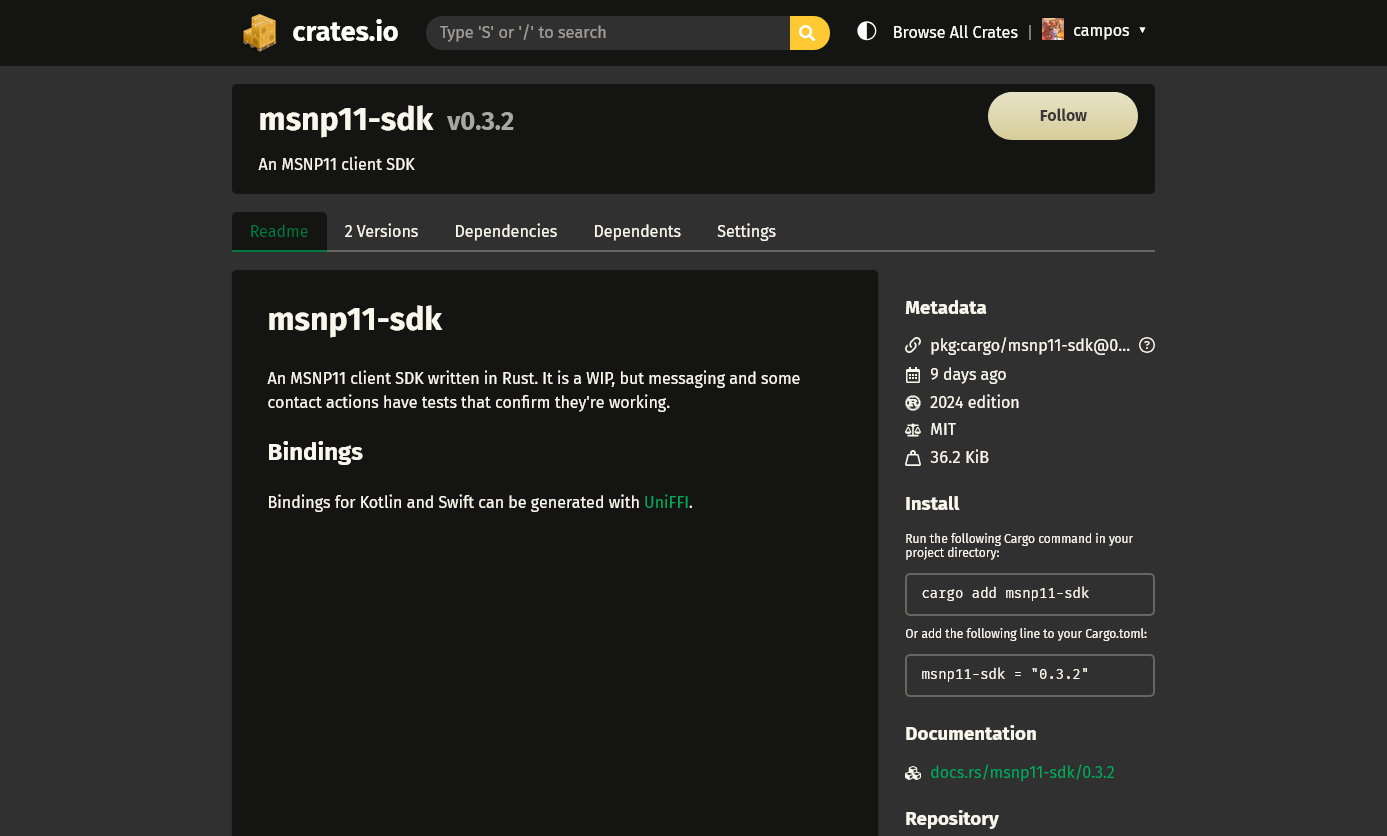 msnp11-sdk on crates.io
