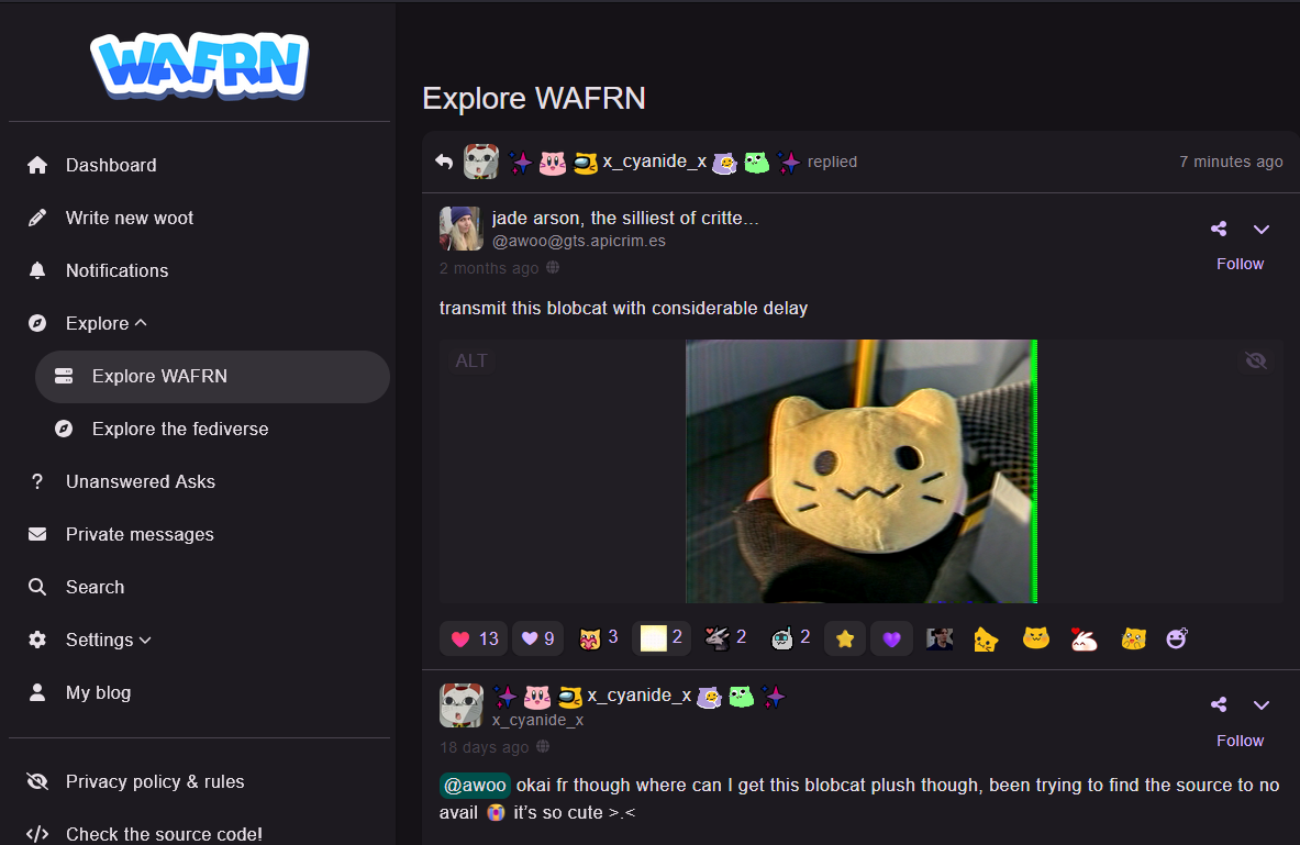 Explore Wafrn page